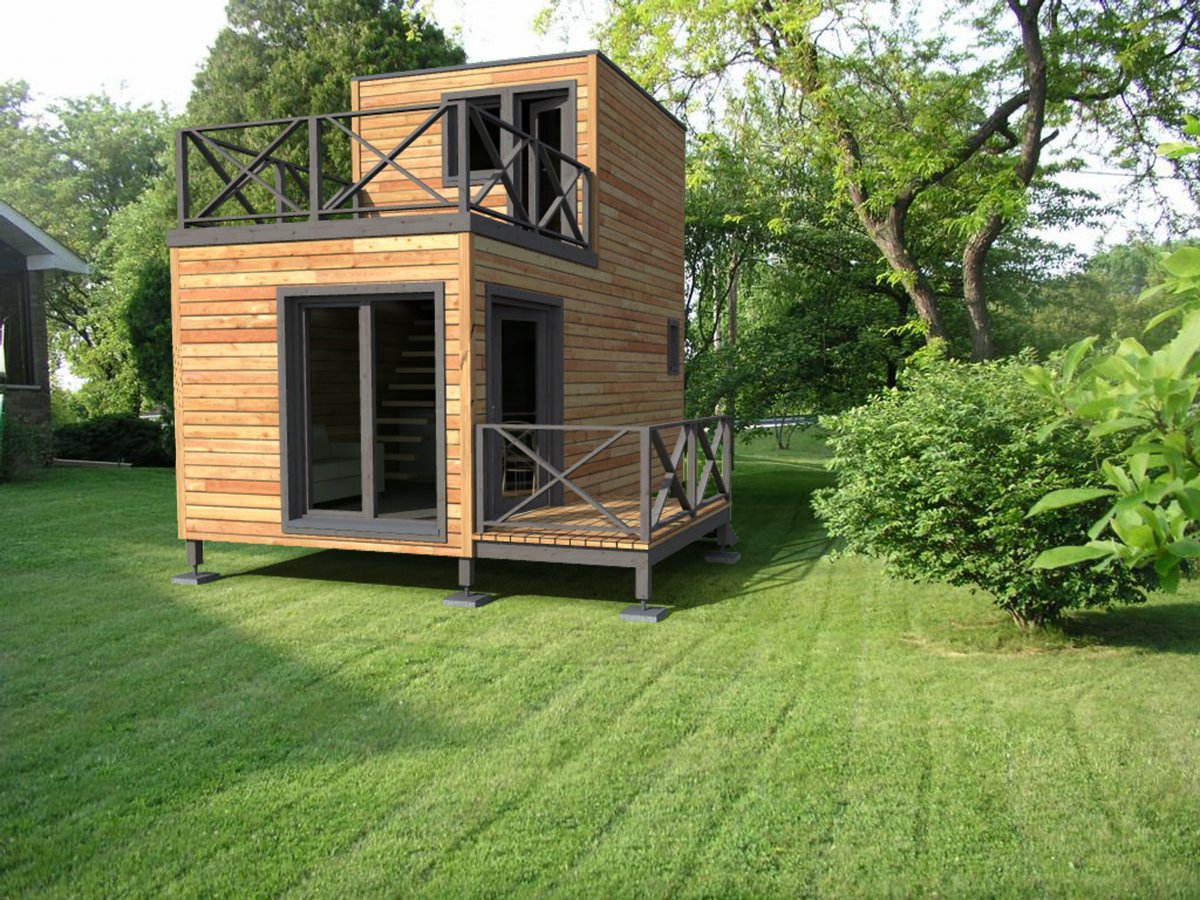 Studio de jardin mezzanine vue extérieure ossature bois